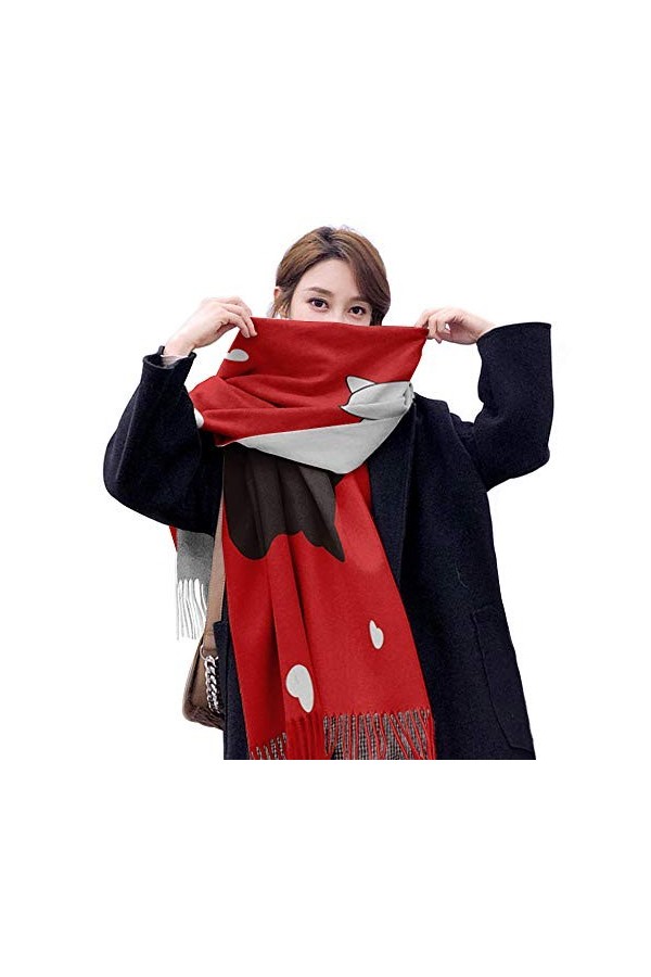 LWFYT Pancho Femme Chicécharpe en Cachemire Femmes Minces Châles De La Saint-Valentin pour Chats Et Couples Vue Arrière Châle