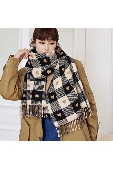 WYCSDD Écharpe Épaisse en Cachemire À Carreaux Femmes Longue 200 * 65Cm Épais Hiver Pashmina Châle Enveloppe Hijab avec Foula