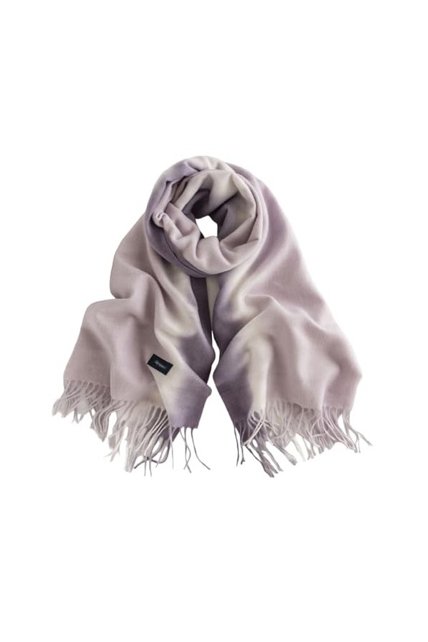GFM® Châle réversible de style pashmina doux au toucher cachemire pour lautomne et lhiver Pash-Omb , lilas, L