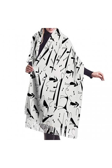 Pancho Femme Chicfemmes Laine Châle Noir Blanc Chien Couverture Cachemire Concepteur Pashmina Mexicain Foulards Soirée Mode M