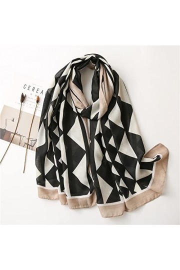 WYCSDD Dames Mode Géométrique Triangle Viscose Châle Écharpe Wrap Pashmina Étole Hijab 180 * 90Cm, 01