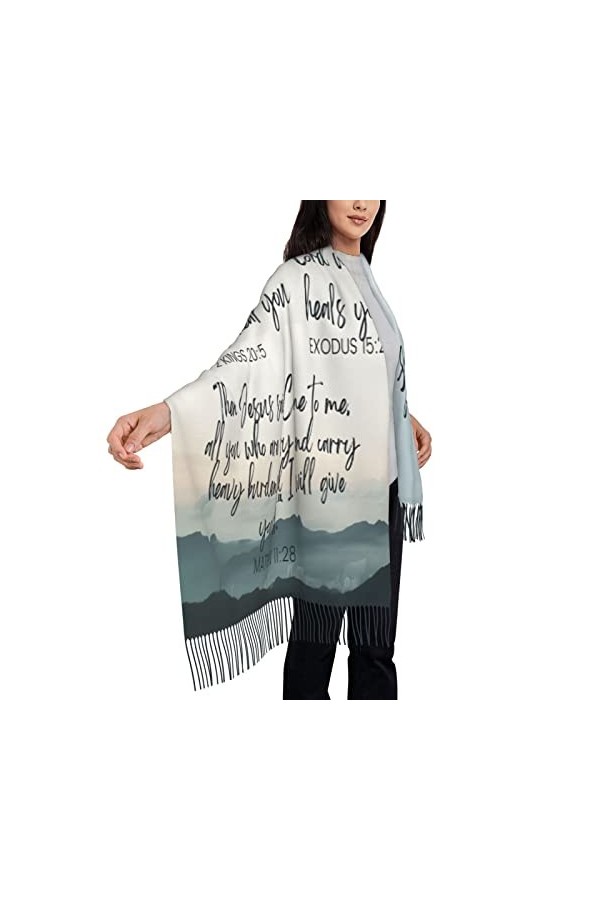 Châle de prière - Écharpe pashmina - Vue de montagne - Écritures de guérison - Prière - Verset de la Bible - Cadeaux dappréc