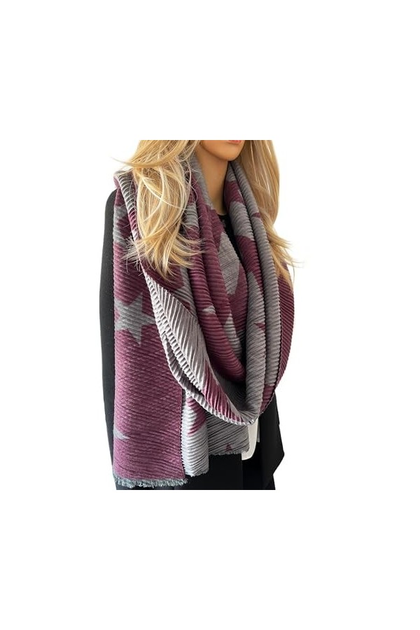 The Accessory Co. Écharpe en forme détoile – Écharpe réversible pour femme, châle pashmina, écharpes dhiver pour femme, gra