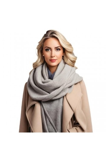 LA FERANI Écharpe dhiver en cachemire pour femme - 185 x 65 cm - Gris pashmina - Écharpe en laine unie - S2, Noir , DE