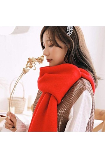 UKKD écharpe Winter Femmes Solide Épaissir Chaud Soft Cashmere Foulards Pashmina Suck Echarpe en Laine Tricotée,Noir,Taille U