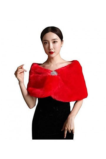 Insun Femme Cape Châle Shrug Veste de Mariage Hiver Étole Déguisement de Fête de Mariage Rouge Taille unique