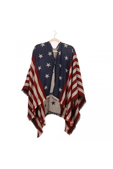 WJCRYPD Femme Automne/Hiver Motif Surdimensionné Châle Poncho Imitation Cachemire Chaud Shawl Wrap Ouvert Avant De Split Cap 