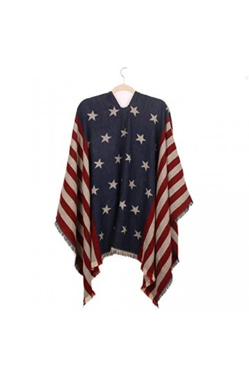 WJCRYPD Femme Automne/Hiver Motif Surdimensionné Châle Poncho Imitation Cachemire Chaud Shawl Wrap Ouvert Avant De Split Cap 