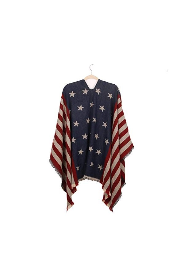 WJCRYPD Femme Automne/Hiver Motif Surdimensionné Châle Poncho Imitation Cachemire Chaud Shawl Wrap Ouvert Avant De Split Cap 