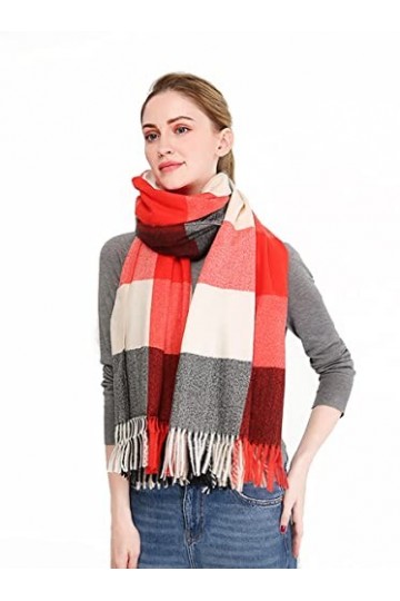 AIRMOOD Châle Décharpes À Carreaux Tartan en Cachemire pour Dames dhiver, Châle Chaud Pashmina Wrap Doux Et Longue Couvertu
