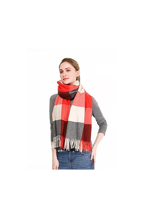 AIRMOOD Châle Décharpes À Carreaux Tartan en Cachemire pour Dames dhiver, Châle Chaud Pashmina Wrap Doux Et Longue Couvertu