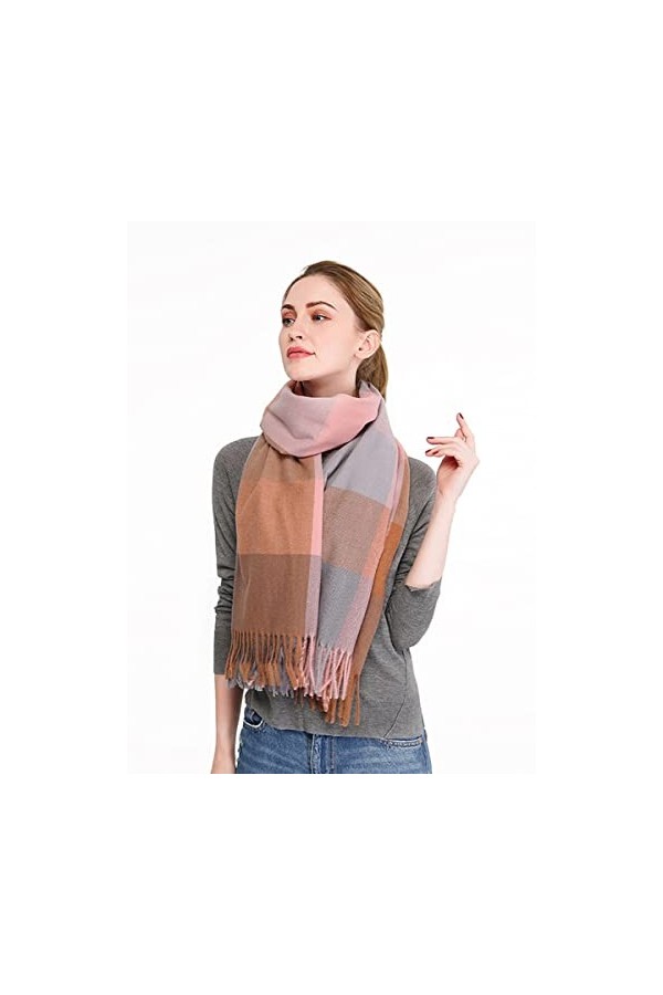 AIRMOOD Châle Décharpes À Carreaux Tartan en Cachemire pour Dames dhiver, Châle Chaud Pashmina Wrap Doux Et Longue Couvertu