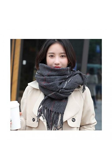 NYPB Hiver Écharpe Pashmina Châle Etole Pour Femme Laine Cachemire Grande Réversible Épaisses Dark gary 