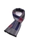 RFEGEF Coton Foulard,Hiver Hommes Écharpe Rétro Mode Style Britannique Affaires Bleu Marine Couleur De Couture Rayures Vertic