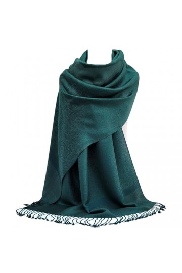GFM® Écharpe douce style pashmina avec motifs floraux cachemire en relief P093 , P093-GHTL-Bleu sarcelle foncé, L
