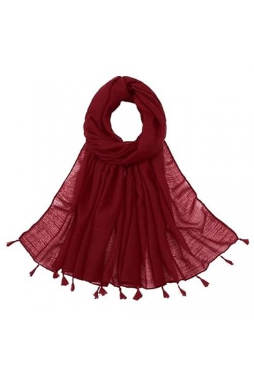 THEPOS Écharpe tendance pour femme Châles fins et écharpes pour femme solide Hijab Étoles longues en coton Pashmina Foulard 2