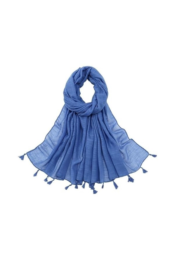 THEPOS Écharpe tendance pour femme Châles fins et écharpes pour femme solide Hijab Étoles longues en coton Pashmina Foulard 2