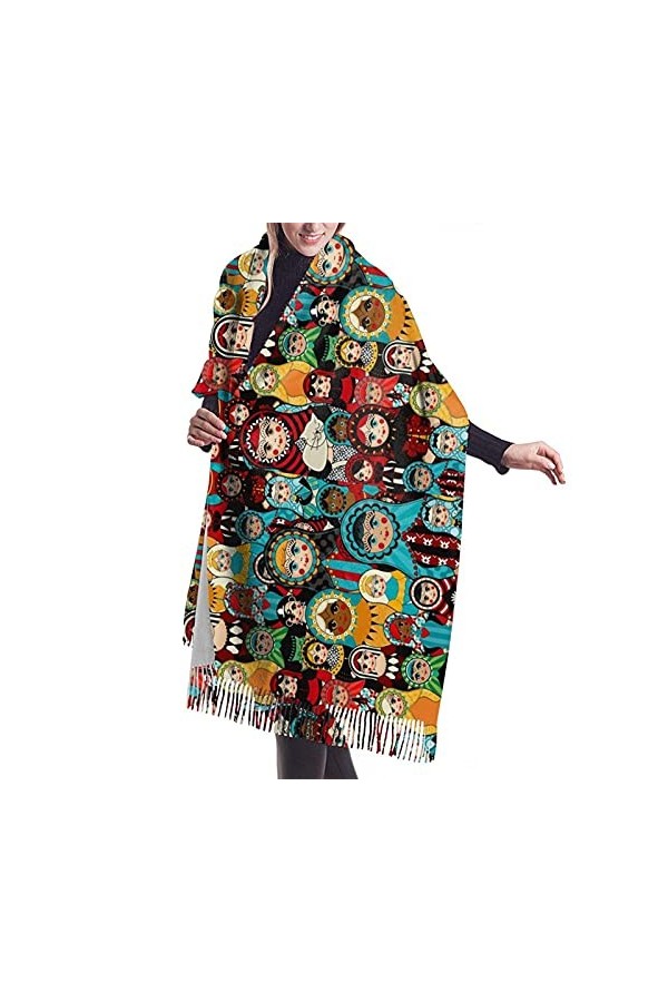 FJAUOQ Écharpe dhiver tendance en cachemire pour fille et femme - Pashmina douce et chaude, Comme indiqué sur la photo, tail