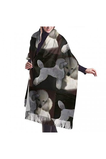 FJAUOQ Pashmina Écharpe longue pour femme Motif caniches Gris/blanc, Comme indiqué sur la photo, taille unique