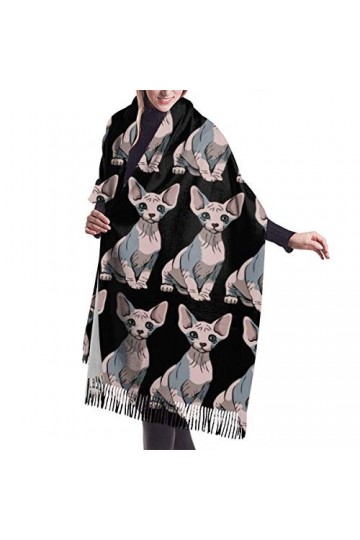 FJAUOQ Sphynx Cat Noir Femme Longue Écharpe Hiver/Automne Pashmina Châles Wraps, Comme indiqué sur la photo, taille unique