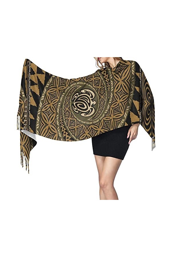 FJAUOQ Écharpe hawaïenne à motif de tortue hawaïenne pour femme - Tendance - Toucher cachemire - Pashmina - Longue écharpe do