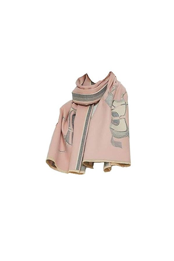 QXIYUAN Imitation Cachemire Écharpe Femmes Doux Orange Mi-Longueur Épais Chaud Double Usage Châle Cheval Imitation Cachemire 