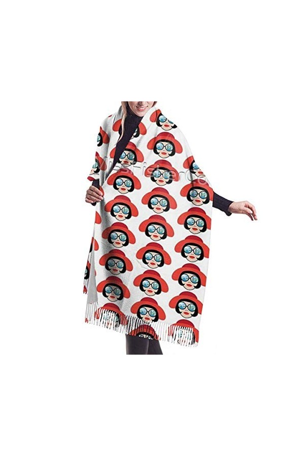 Châle écharpe Miss Fisher Con pour femme en cachemire doux Grand châle pashminas 195,6 cm x 68,6 cm, Comme indiqué sur la pho