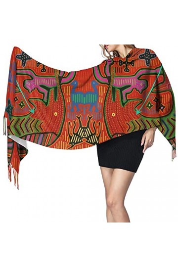 FJAUOQ Kuna indien Mola Écharpe dhiver tendance pour femme Toucher cachemire Pashmina Couverture douce et chaude Longue écha