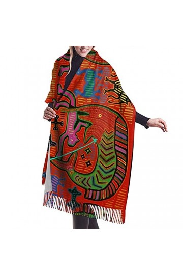 FJAUOQ Kuna indien Mola Écharpe dhiver tendance pour femme Toucher cachemire Pashmina Couverture douce et chaude Longue écha