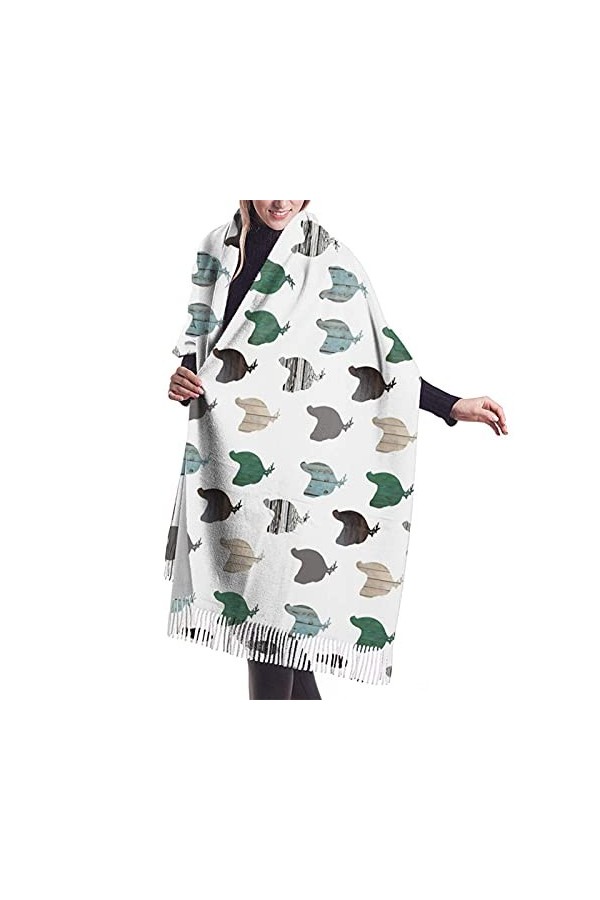 FJAUOQ Écharpe dhiver tendance en forme de poules en bois pour femme, toucher cachemire, châle pashmina, couverture douce et