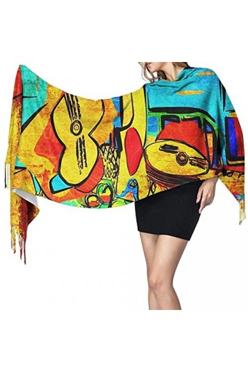 FJAUOQ Picasso Écharpe dhiver tendance pour femme Toucher cachemire Châle Pashmina Doux Chaud Couverture Longue écharpe pour