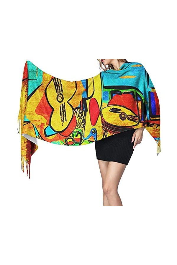 FJAUOQ Picasso Écharpe dhiver tendance pour femme Toucher cachemire Châle Pashmina Doux Chaud Couverture Longue écharpe pour