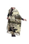 FJAUOQ Châle Wrap Couverture Écharpe Bayeux Tapisserie Femme Doux Cachemire Écharpe Grande Couverture Pashminas 195,6 x 68,6 