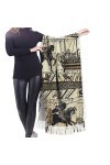 FJAUOQ Châle Wrap Couverture Écharpe Bayeux Tapisserie Femme Doux Cachemire Écharpe Grande Couverture Pashminas 195,6 x 68,6 