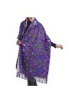 FJAUOQ Écharpe dhiver mexicaine en forme de crâne violet pour femme - Toucher cachemire - Pashmina - Longue écharpe douce po