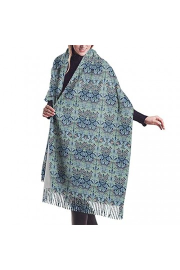 FJAUOQ William Morris Bluebell Columbine Écharpe dhiver tendance pour femme Toucher cachemire Châle pashmina Long Foulard do