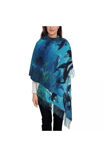 Frange Frange Femme Echarpe Elégant et Chaud Doux et Chaud Faux Cachemire Châle pour Style Mode Gouttes de Pluie sur Verre, G