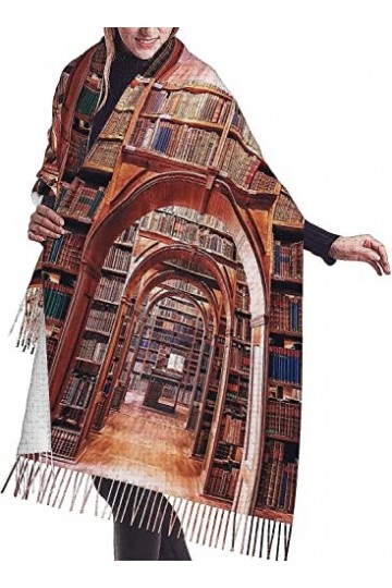 FJAUOQ Écharpe à franges pour femme - Tendance - Chaud - Long châle - Bibliothèque - 68,6 x 190,8 cm, Comme indiqué sur la ph