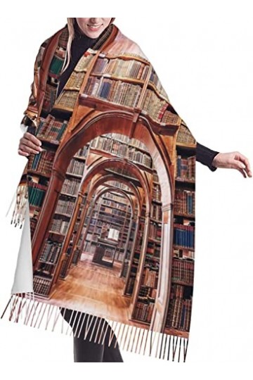 FJAUOQ Écharpe à franges pour femme - Tendance - Chaud - Long châle - Bibliothèque - 68,6 x 190,8 cm, Comme indiqué sur la ph
