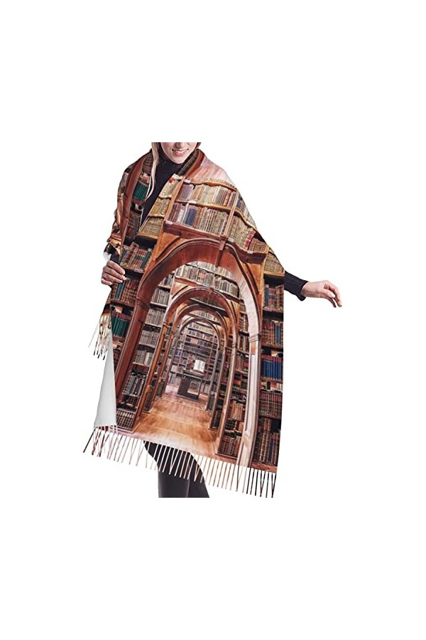 FJAUOQ Écharpe à franges pour femme - Tendance - Chaud - Long châle - Bibliothèque - 68,6 x 190,8 cm, Comme indiqué sur la ph