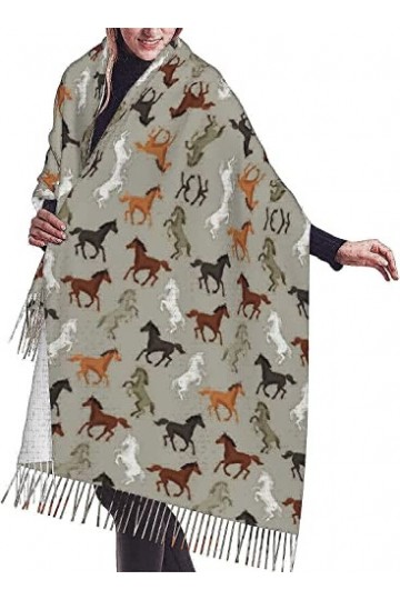 FJAUOQ Écharpe à franges pour femme - Tendance - Chaud - Long châle - 68,6 x 190,8 cm, Comme indiqué sur la photo, taille uni