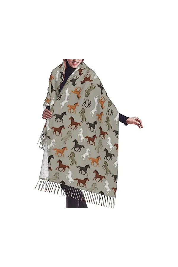 FJAUOQ Écharpe à franges pour femme - Tendance - Chaud - Long châle - 68,6 x 190,8 cm, Comme indiqué sur la photo, taille uni