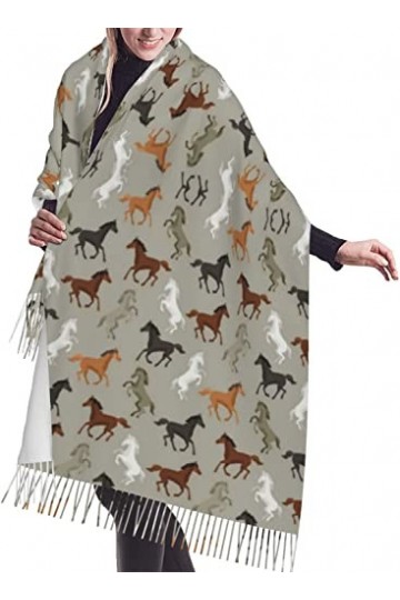 FJAUOQ Écharpe à franges pour femme - Tendance - Chaud - Long châle - 68,6 x 190,8 cm, Comme indiqué sur la photo, taille uni