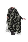FJAUOQ Écharpe à franges en faux cachemire pour femme - Motif tête de mort effrayante - Châle pour lautomne et lhiver, Comm
