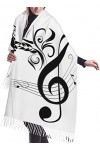 FJAUOQ Écharpe à franges pour femme - Tendance - Chaud - Long châle - Musique - Clé de sol et note artistique - 68,6 x 190,8 
