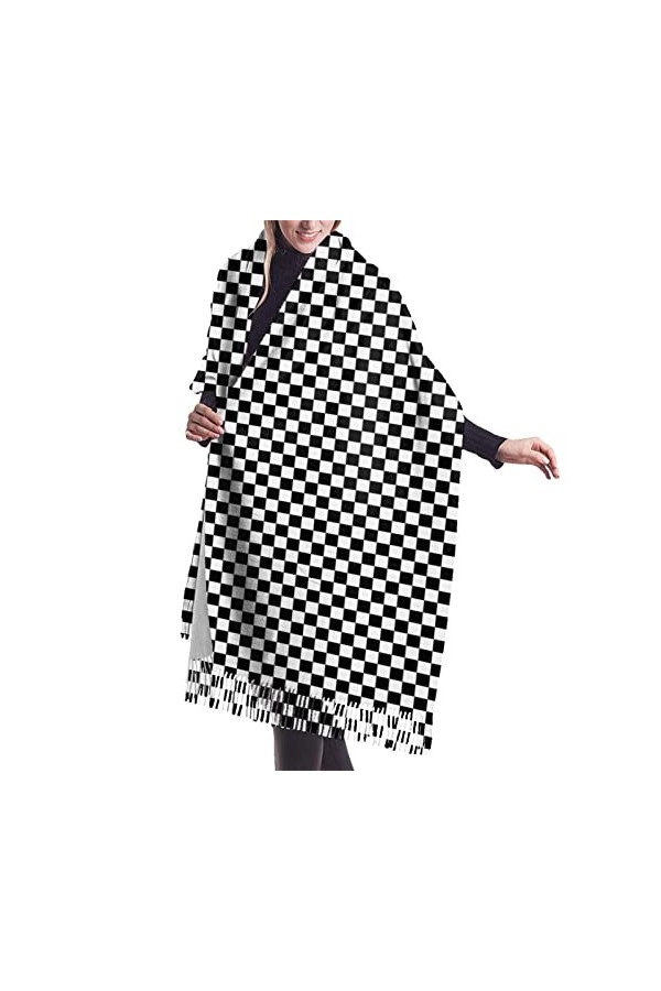 FJAUOQ Châle long et large pour femme Bleu clair écarlate et rose toucher cachemire écharpe chaude hiver 195,6 x 68,6 cm, Mot