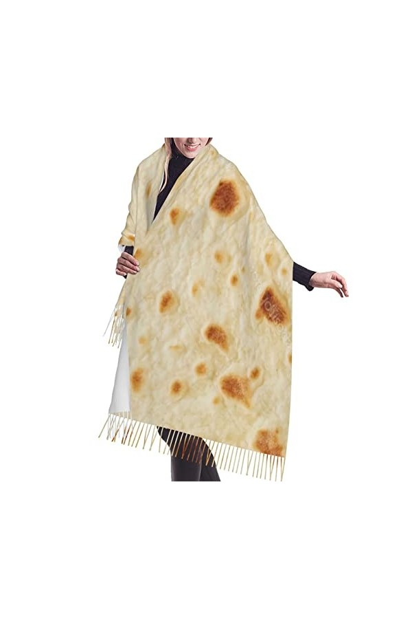 Écharpe douce et chaude en cachemire à franges pour femme, Haricots à la sauce tomate, taille unique