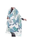 Écharpe douce et chaude en cachemire avec franges pour femme Motif tortues vertes, Aquarelle Tortues de mer 13, taille unique