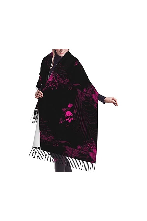 FJAUOQ Écharpe à franges pour femme - Tendance - Chaud - Long châle - Violet - 68,6 x 190,8 cm, Comme indiqué sur la photo, t