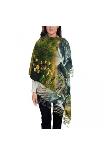 Frange Frange Echarpe Femme Elégant Chaud Doux et Chaud Faux Cachemire Châle pour Style Mode Fleur Rose et Blanc, Sports de h